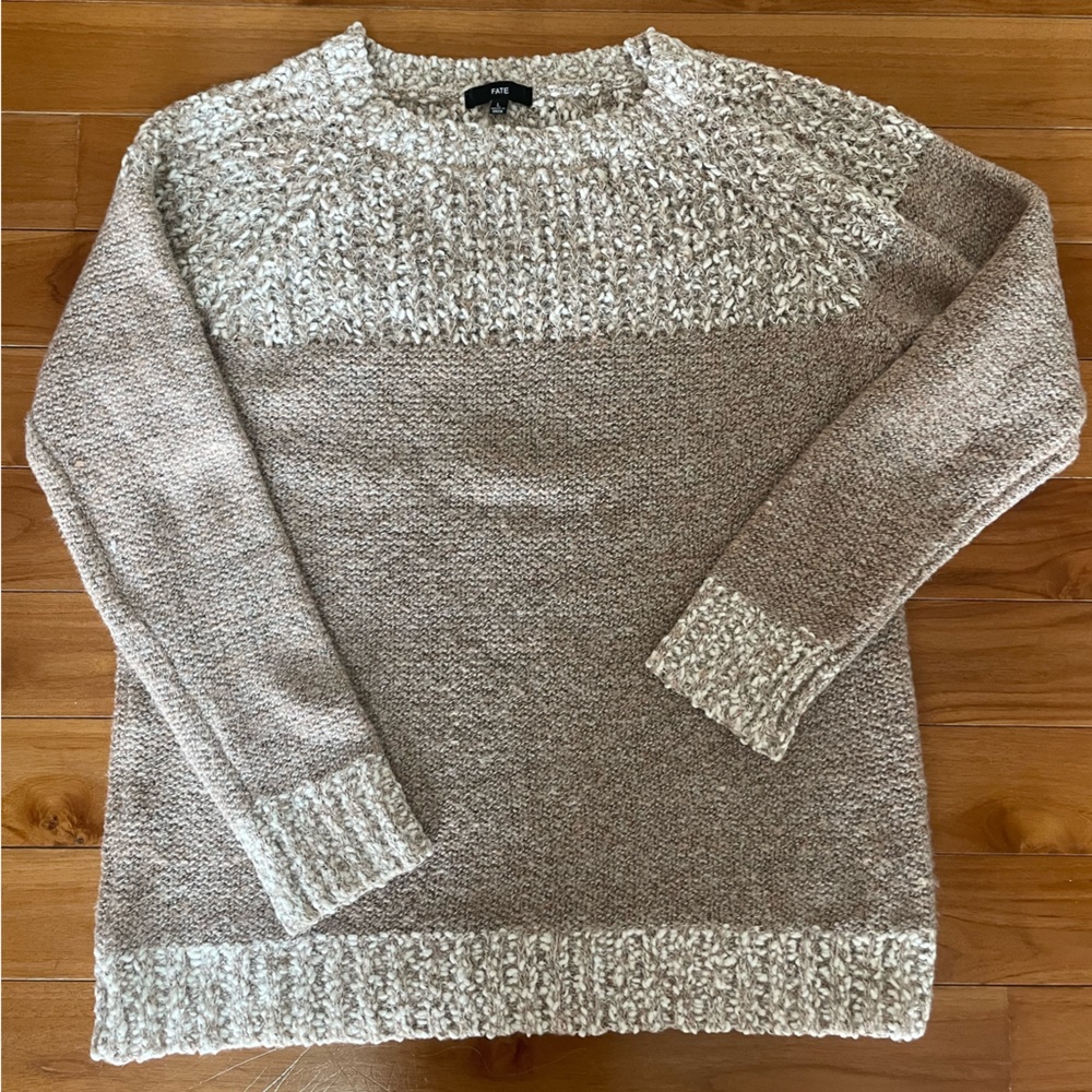 Cozy Knit Sweater in Beige and Cream